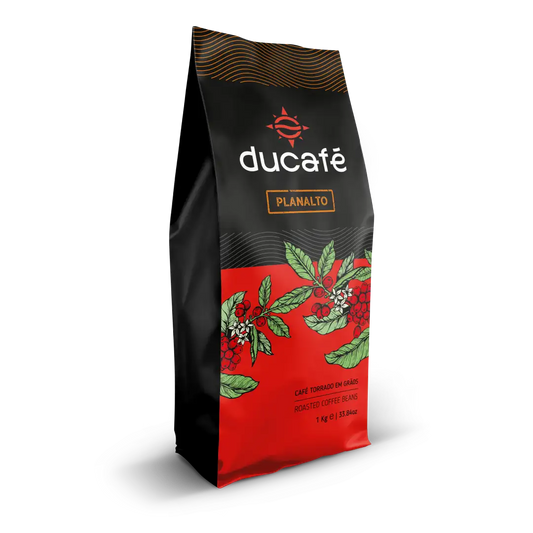 Red and black coffee bag of Arabica beans, ideal for ristretto